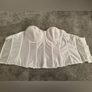 David’s Bridal bridal Dominique white satin torsolette, worn once